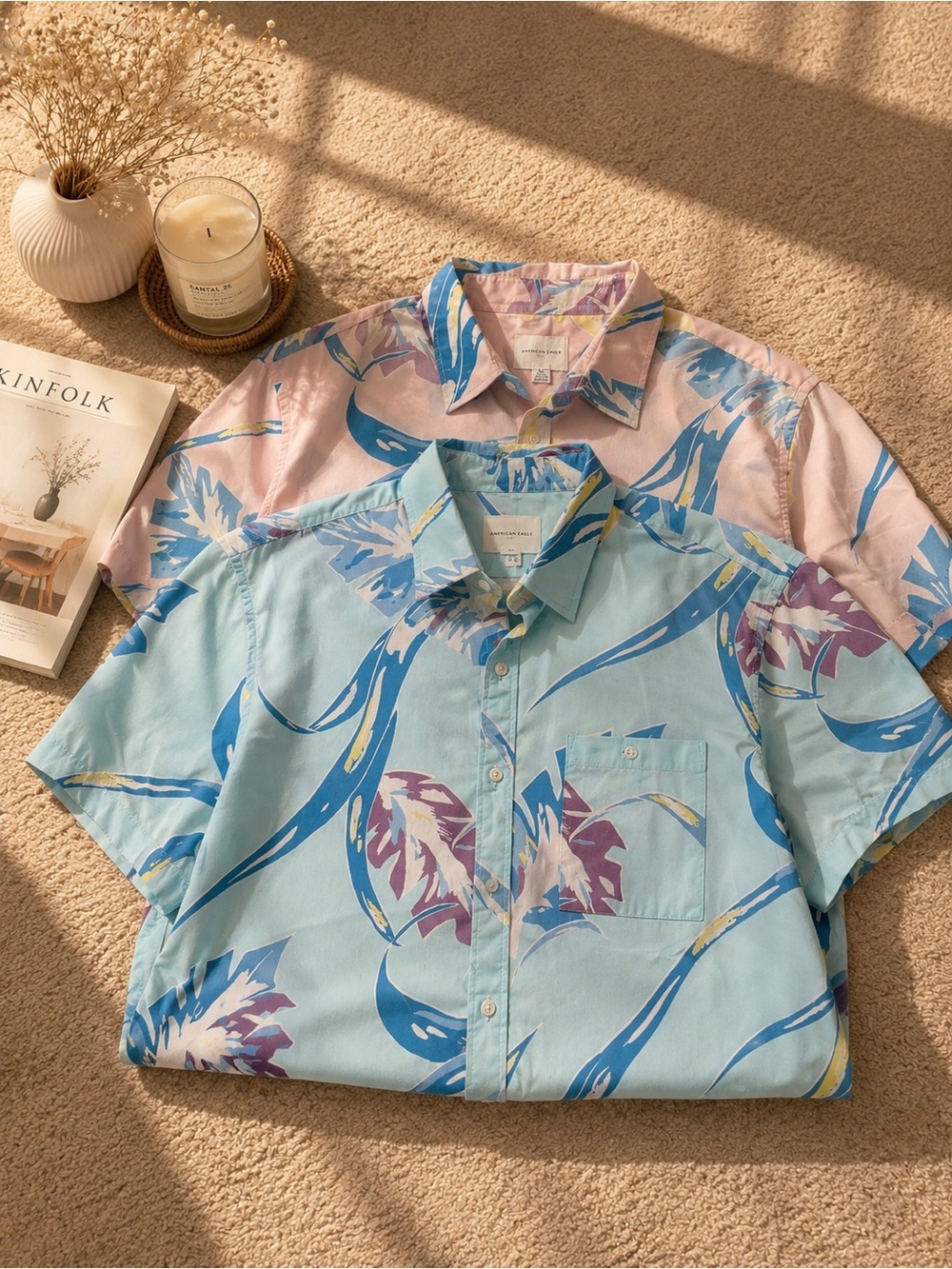 American Eagle OutfittersTropical Short-Sleeve Button-Up Shirt bundle